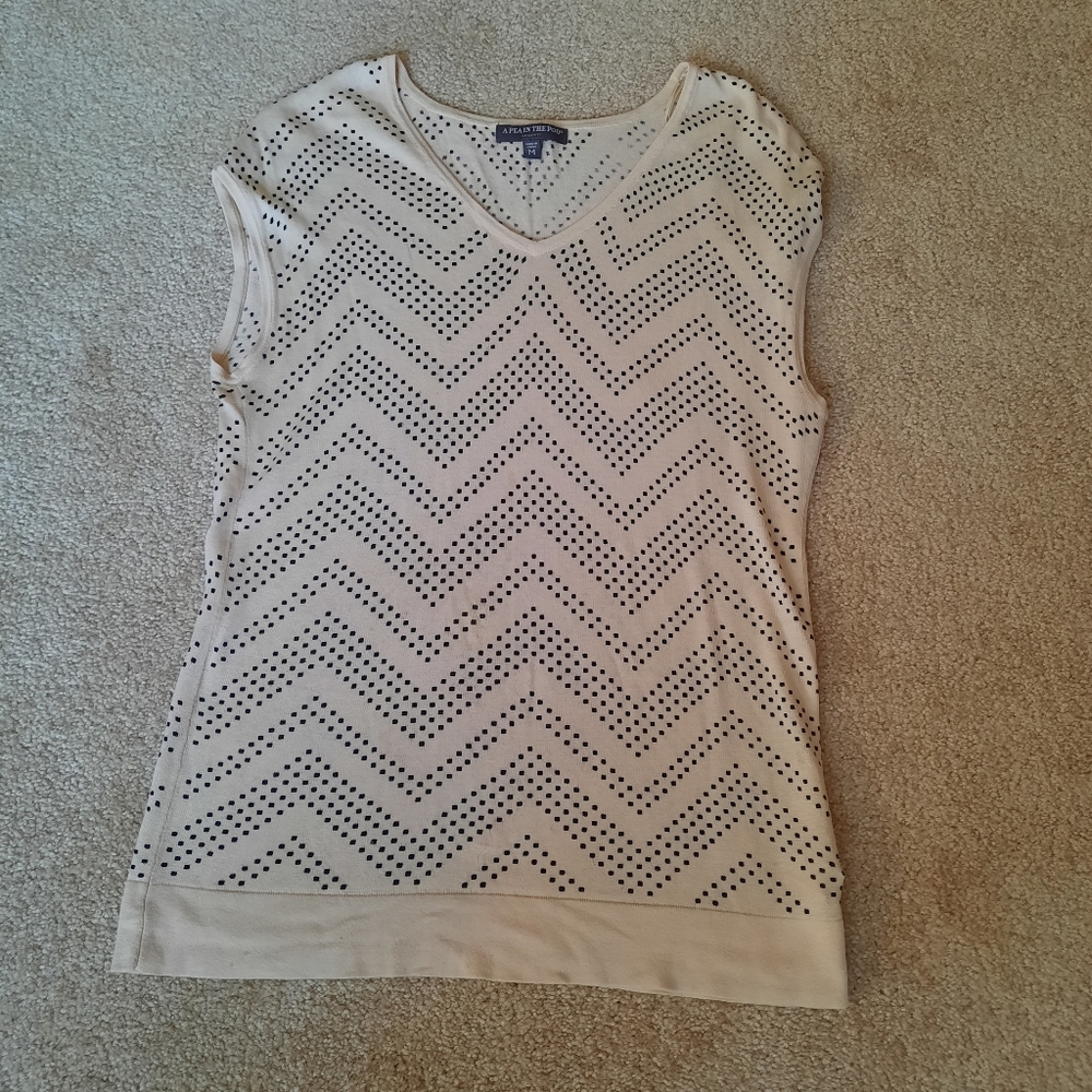 Cream with wavy black dots shirt
